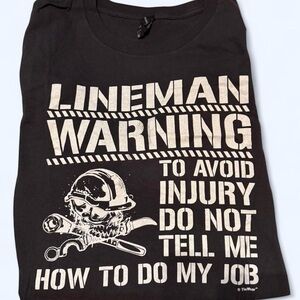 Lineman Warning Black Graphic Tee